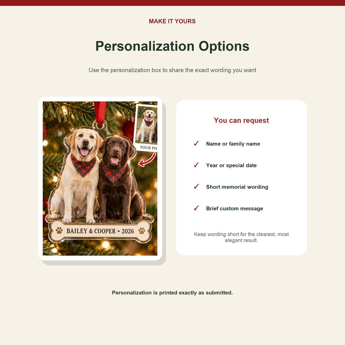 Personalized Two Dogs Acrylic Ornament - Custom Photo Keepsake - image 7