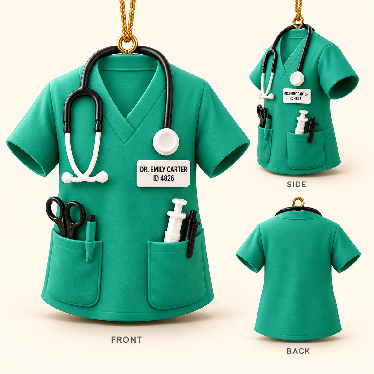 Personalized Doctor Scrubs 3D Ornament - Custom Christmas Keepsake - image 2