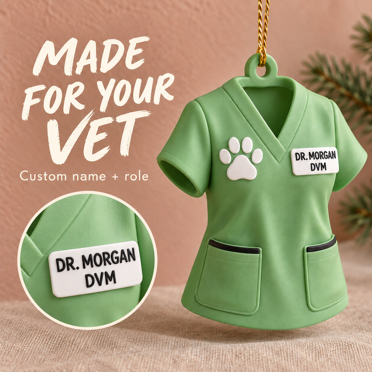 Personalized Veterinarian Scrubs 3D Ornament - Custom Christmas Keepsake - image 6