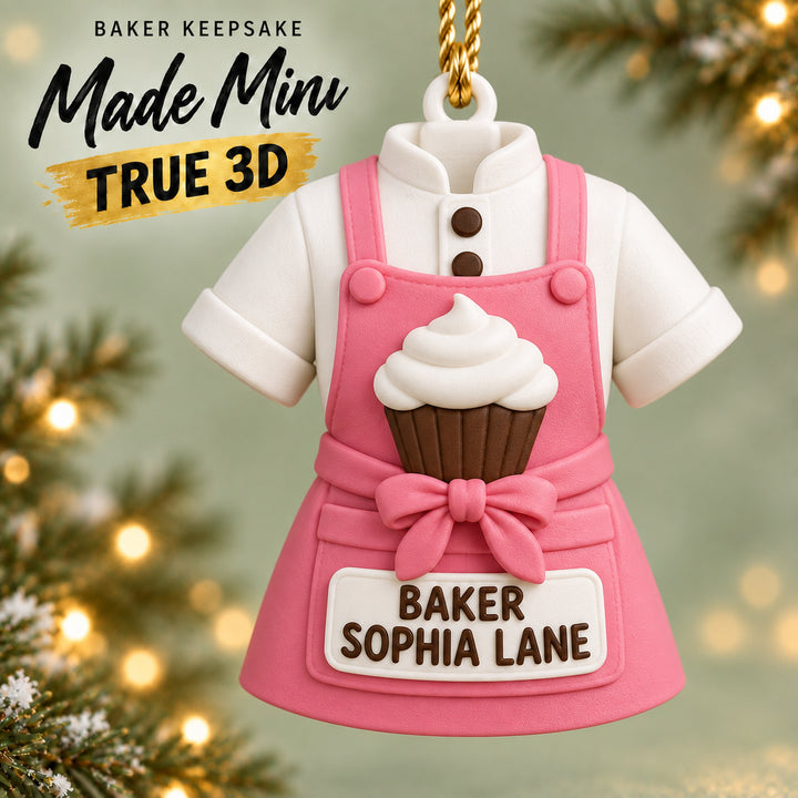 Personalized Baker Apron Cupcake 3D Ornament - Custom Christmas Keepsake - image 1