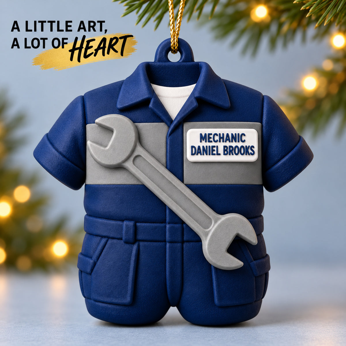 Personalized Mechanic Jumpsuit Wrench 3D Ornament - Custom Christmas Keepsake - image 2