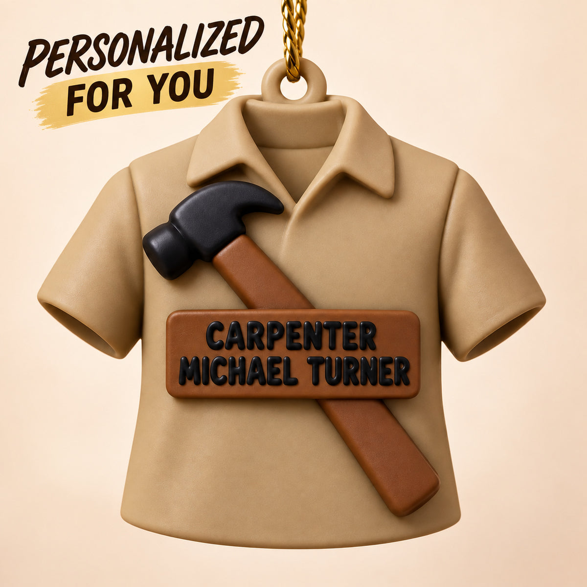 Personalized Carpenter Jacket Hammer 3D Ornament - Custom Christmas Keepsake - image 7