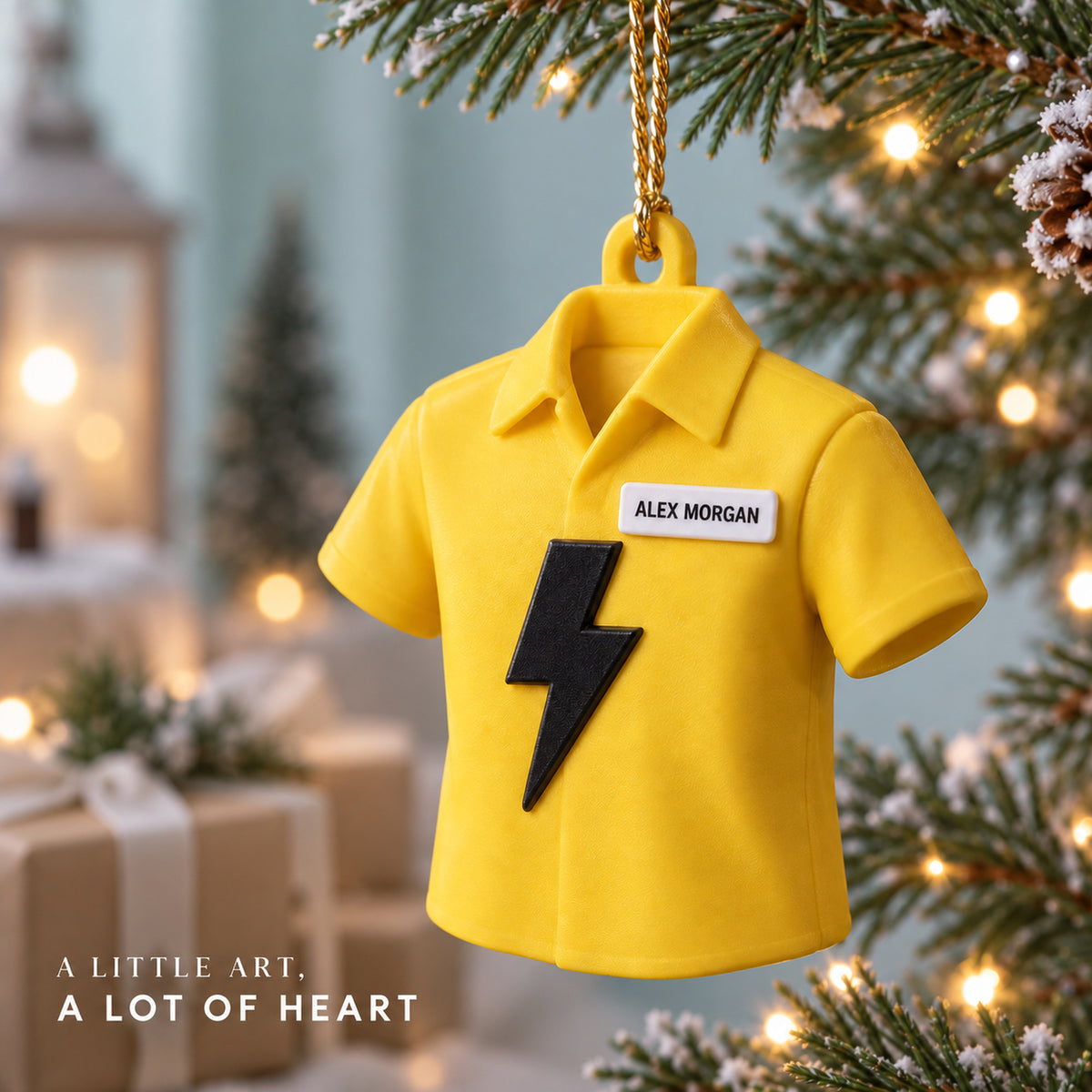 Personalized Electrician Shirt Lightning 3D Ornament - Custom Christmas Keepsake - image 2