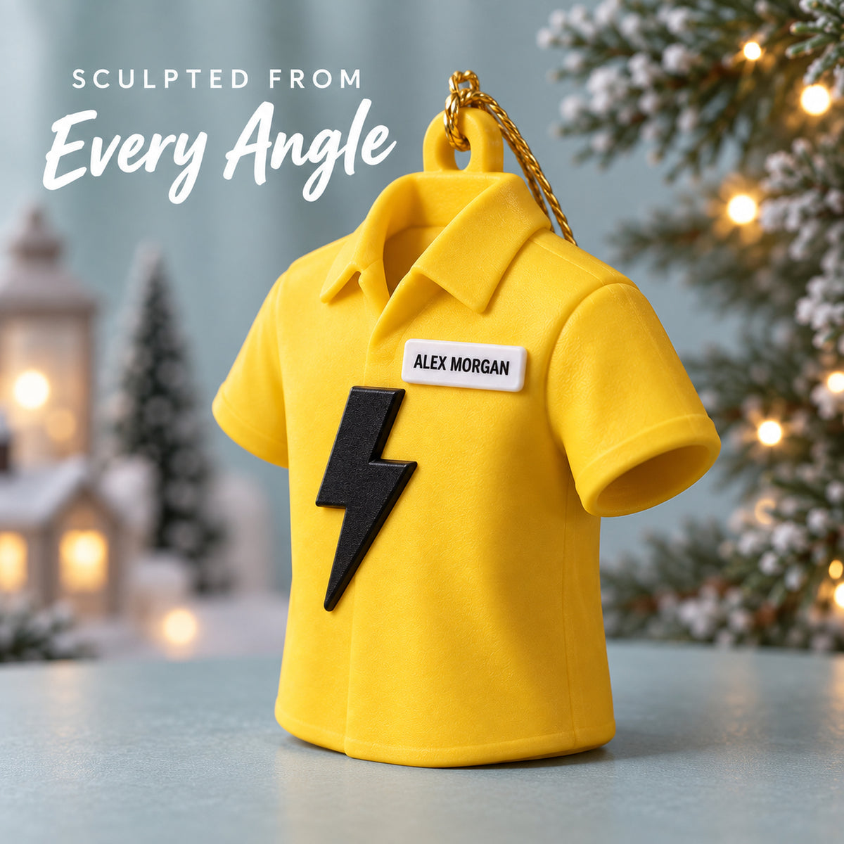 Personalized Electrician Shirt Lightning 3D Ornament - Custom Christmas Keepsake - image 4