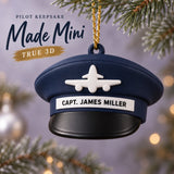 Personalized Pilot Hat Airplane 3D Ornament - Custom Christmas Keepsake - image 1