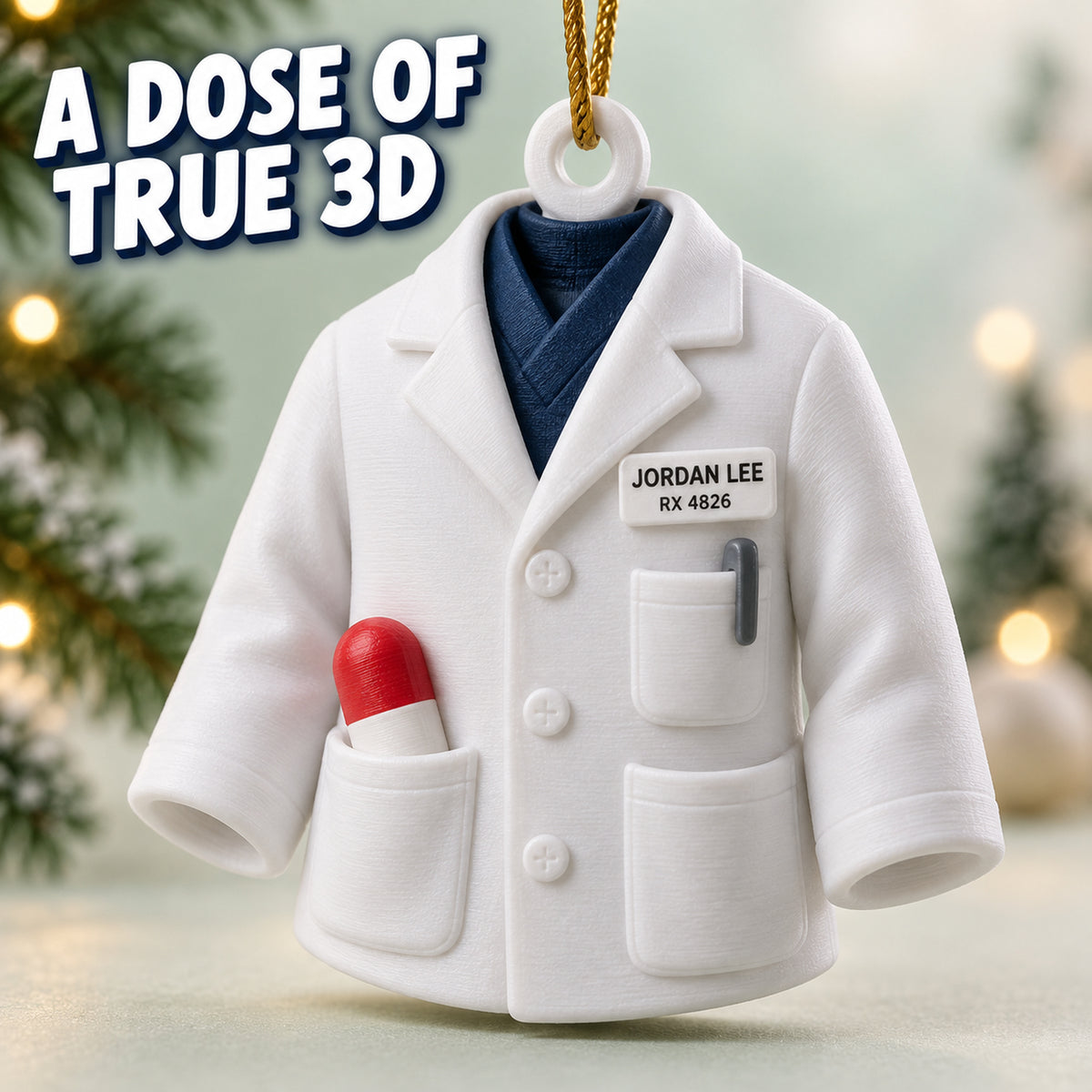 Personalized Pharmacist Coat Pill 3D Ornament - Custom Christmas Keepsake - image 1