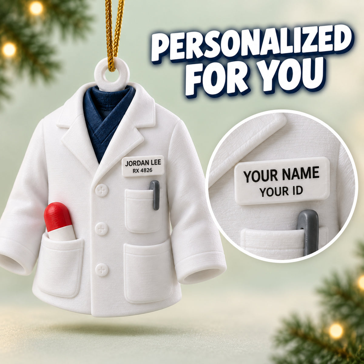 Personalized Pharmacist Coat Pill 3D Ornament - Custom Christmas Keepsake - image 7