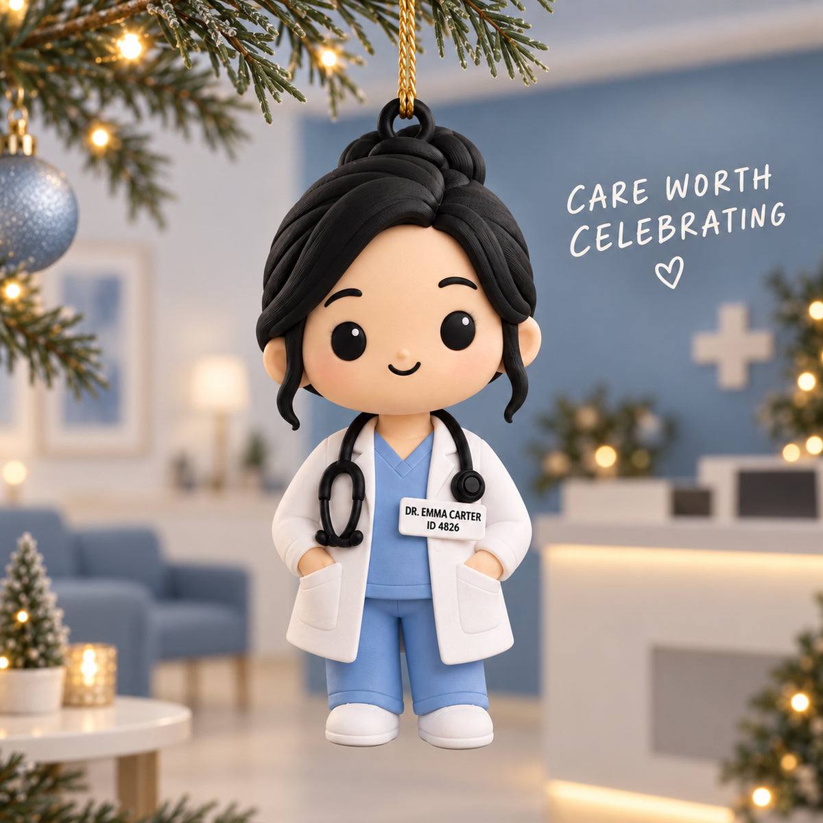Personalized Chibi Doctor 3D Ornament - Custom Christmas Keepsake - image 2