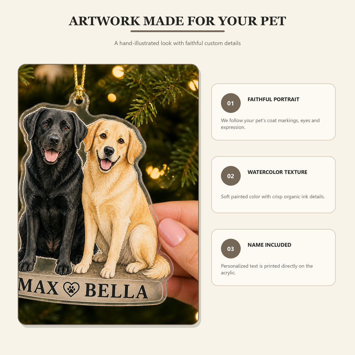 Personalized Two Best Friends Photo Acrylic Ornament - Custom Pet Keepsake - image 5