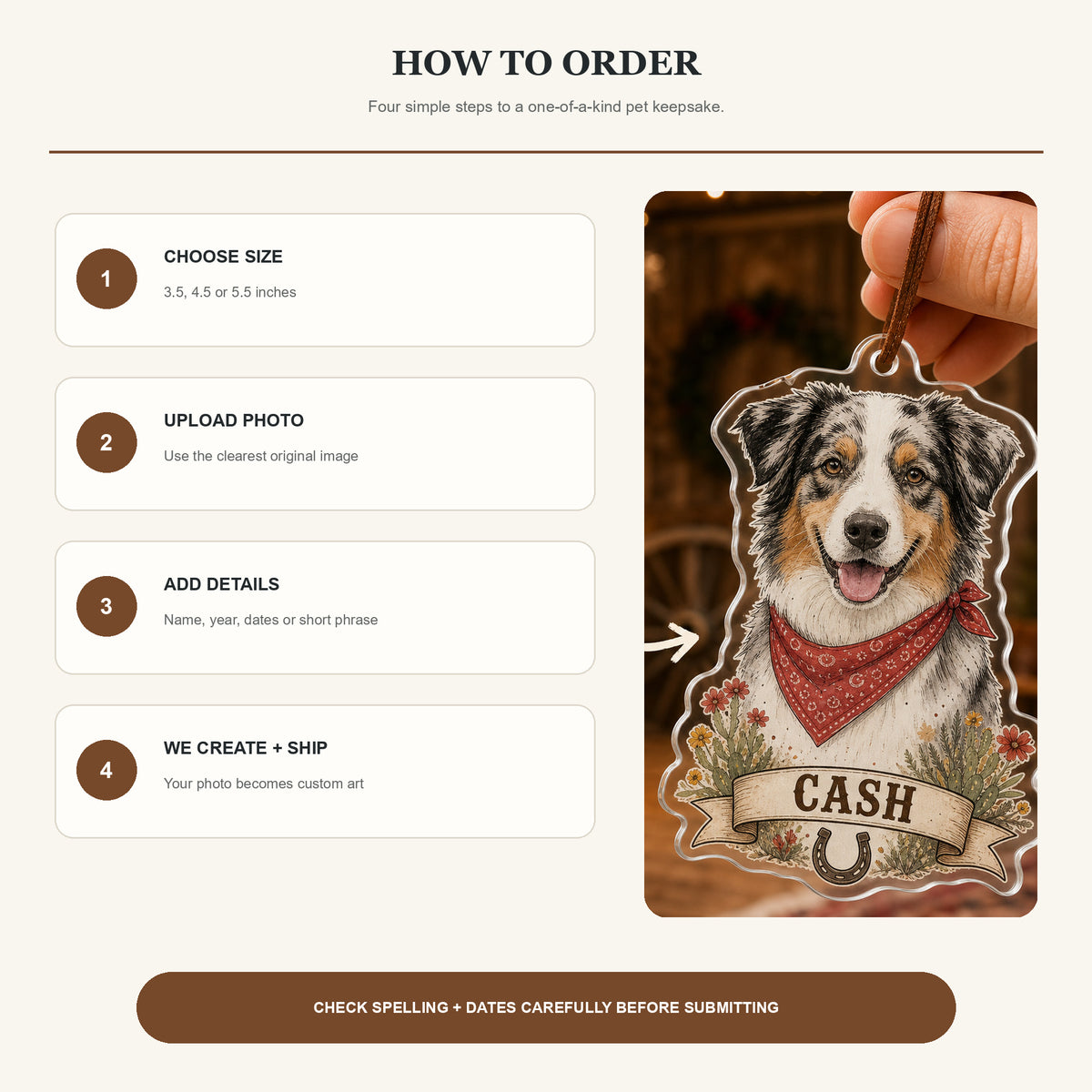 Personalized Western Cowboy Dog Photo Acrylic Ornament - Custom Pet Keepsake - image 10