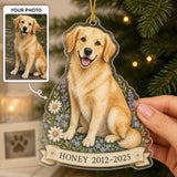 Personalized Wildflower Pet Memorial Photo Acrylic Ornament - Custom Pet Keepsake - image 1