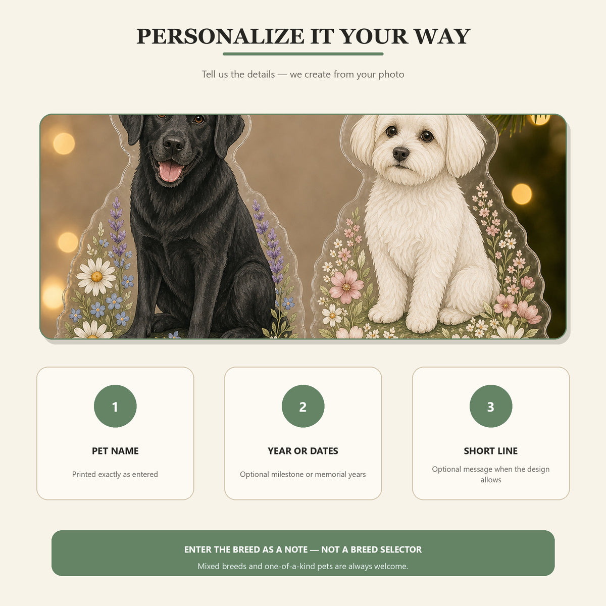 Personalized Wildflower Pet Memorial Photo Acrylic Ornament - Custom Pet Keepsake - image 8