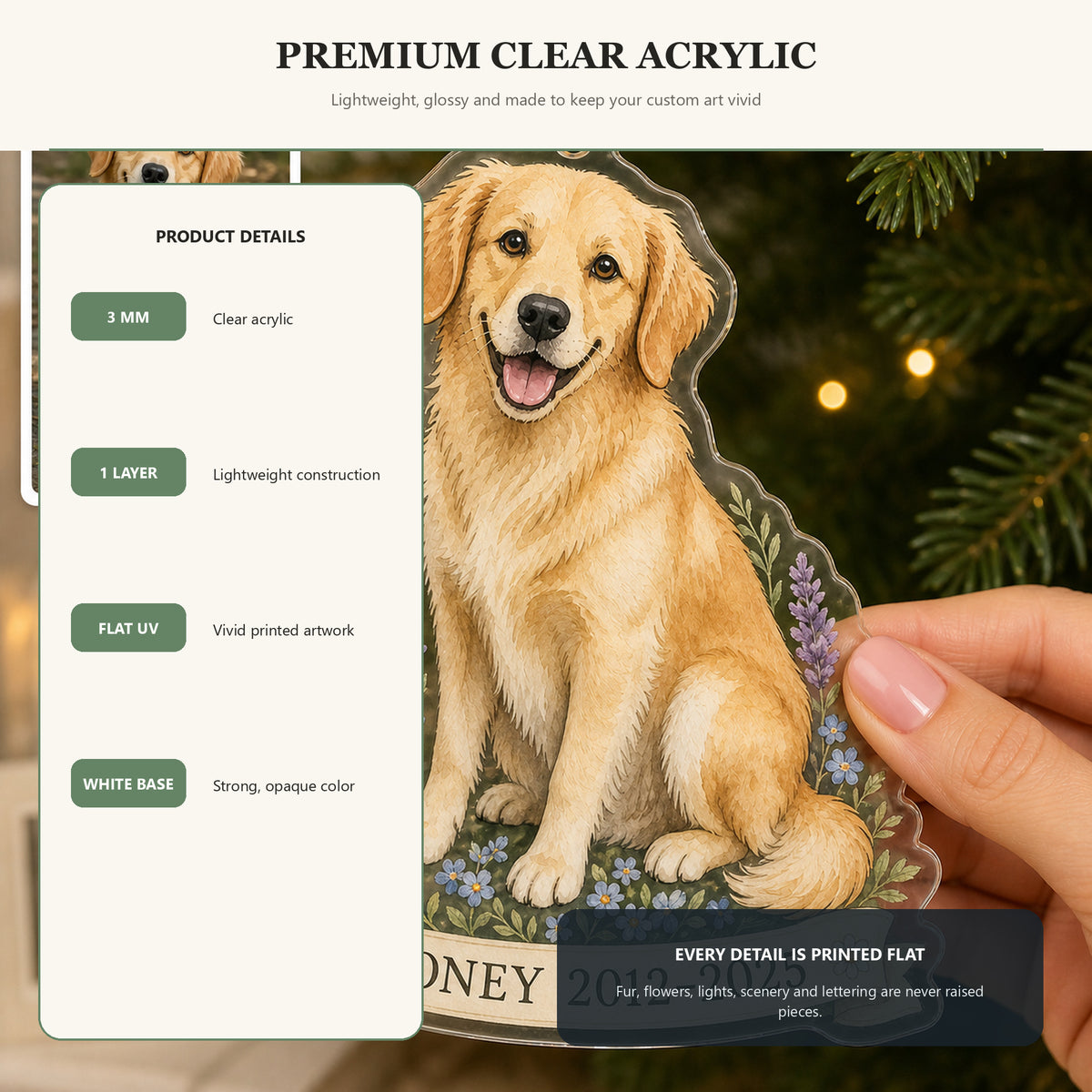 Personalized Wildflower Pet Memorial Photo Acrylic Ornament - Custom Pet Keepsake - image 9