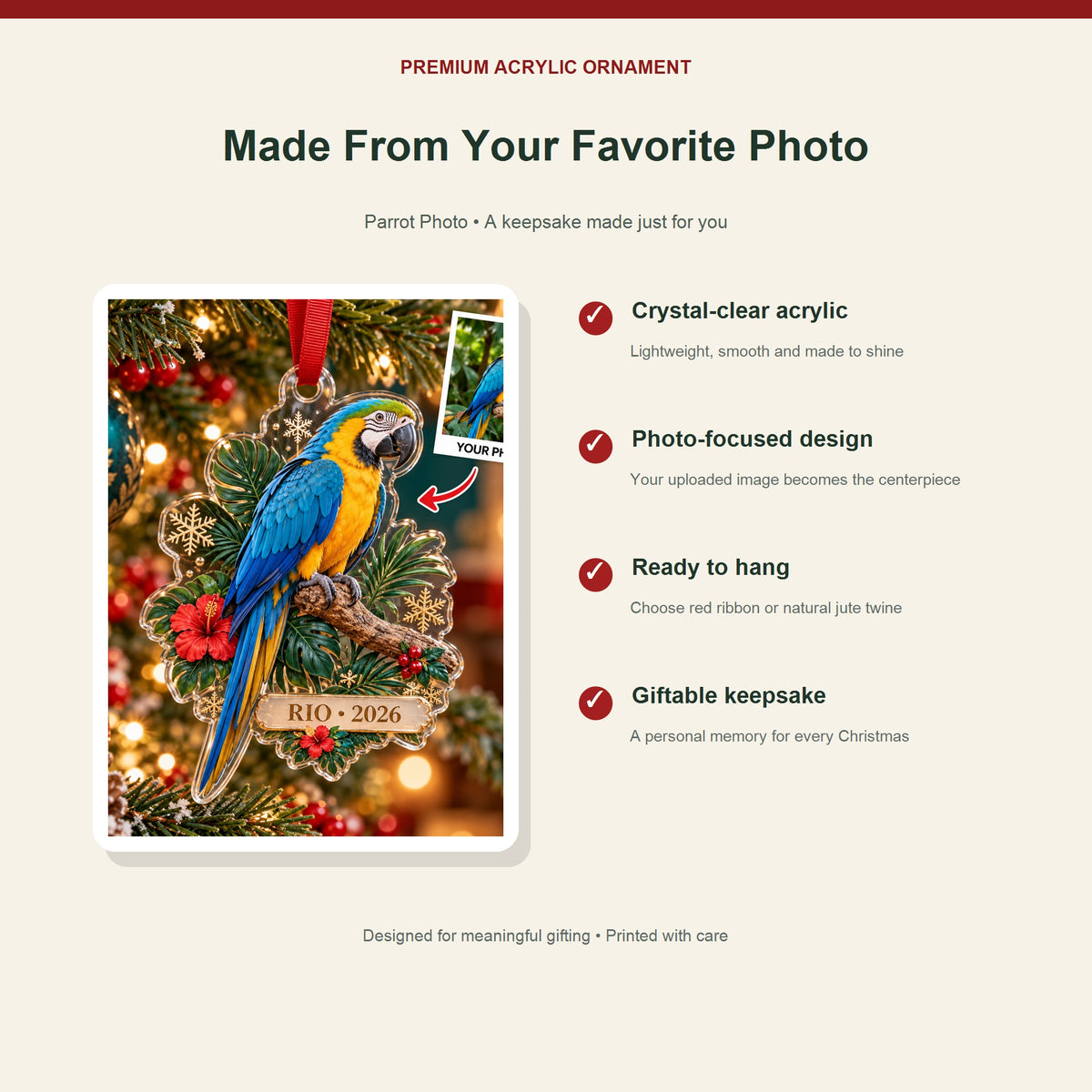 Parrot personalized acrylic ornament - image 2