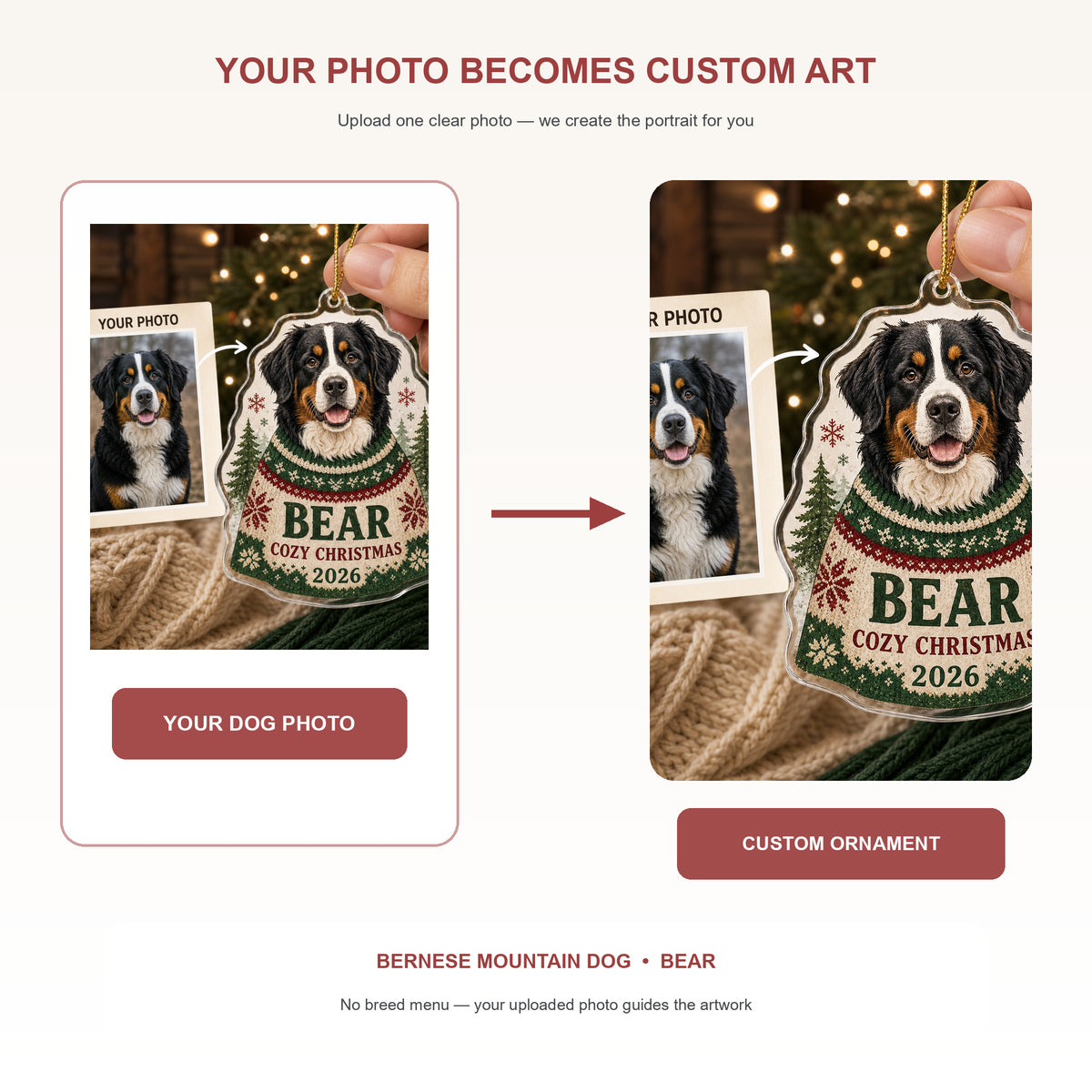 Personalized Christmas Sweater Dog Photo Acrylic Ornament - Custom Pet Keepsake - image 3