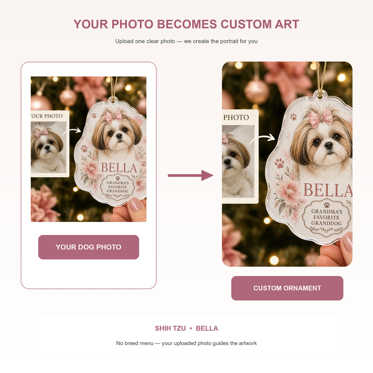 Personalized Favorite Granddog Grandma Photo Acrylic Ornament - Custom Pet Keepsake - image 3