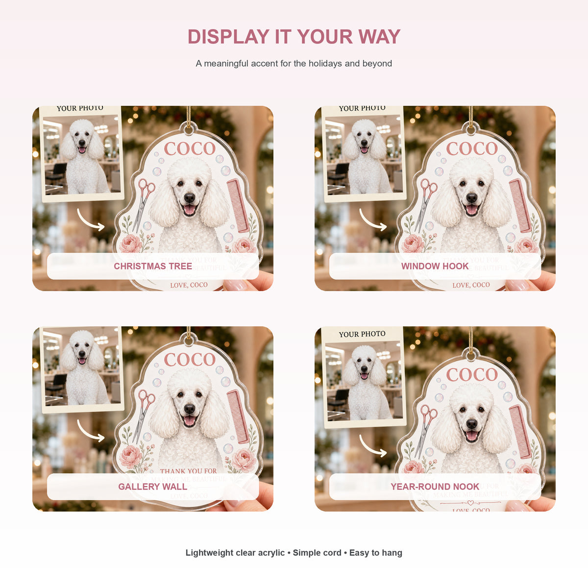 Personalized Dog Groomer Thank You Photo Acrylic Ornament - Custom Pet Keepsake - image 2