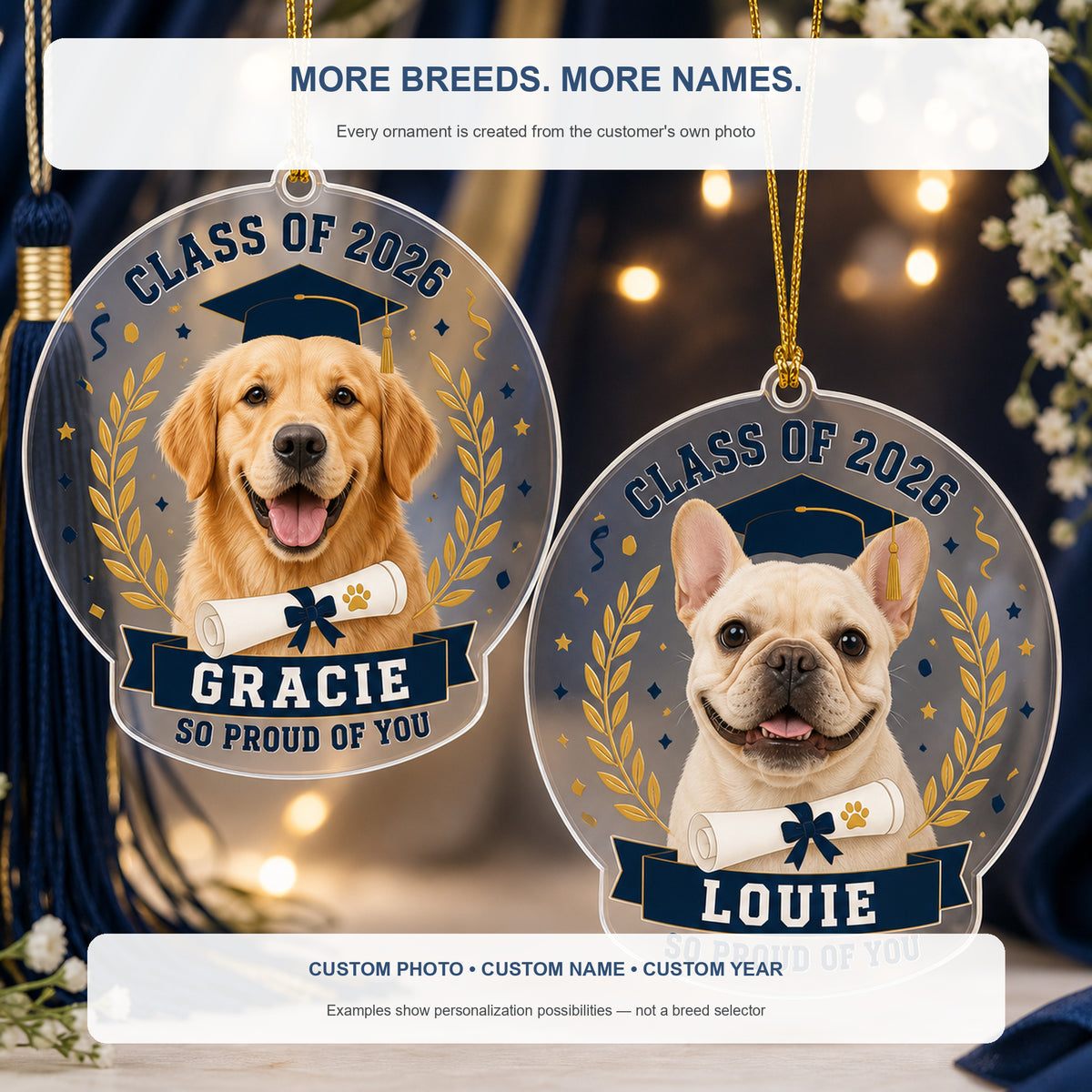 Personalized Graduation Dog Photo Acrylic Ornament - Custom Pet Keepsake - image 4