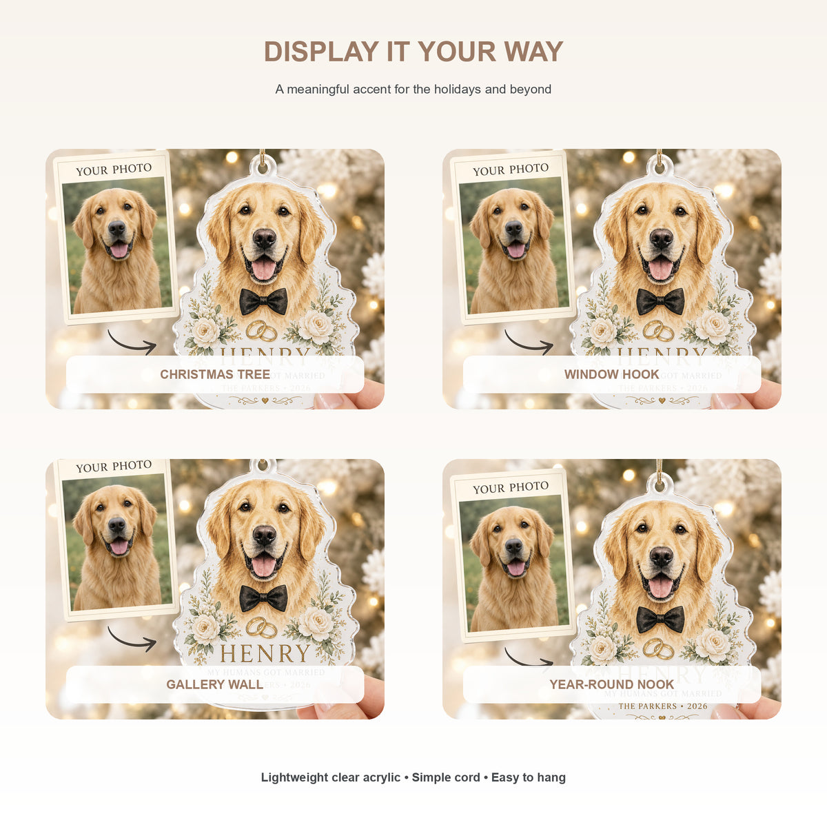 Personalized My Humans Got Married Photo Acrylic Ornament - Custom Pet Keepsake - image 2