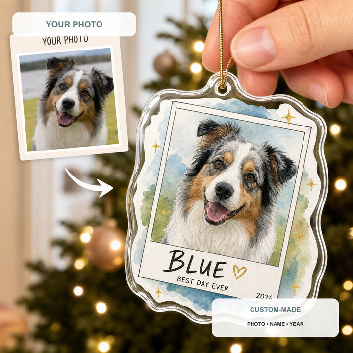 Personalized Polaroid Memory Dog Photo Acrylic Ornament - Custom Pet Keepsake - image 1