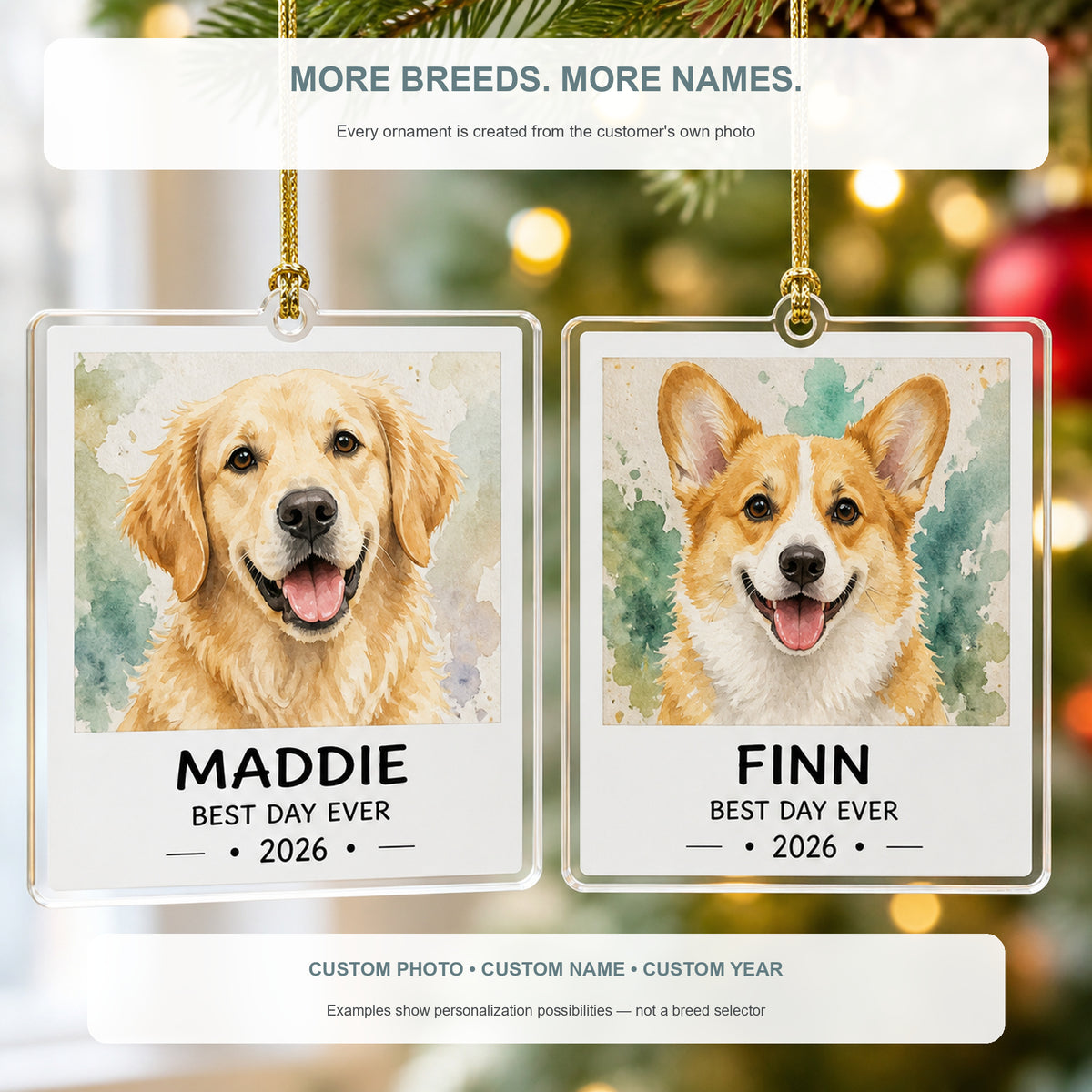 Personalized Polaroid Memory Dog Photo Acrylic Ornament - Custom Pet Keepsake - image 4