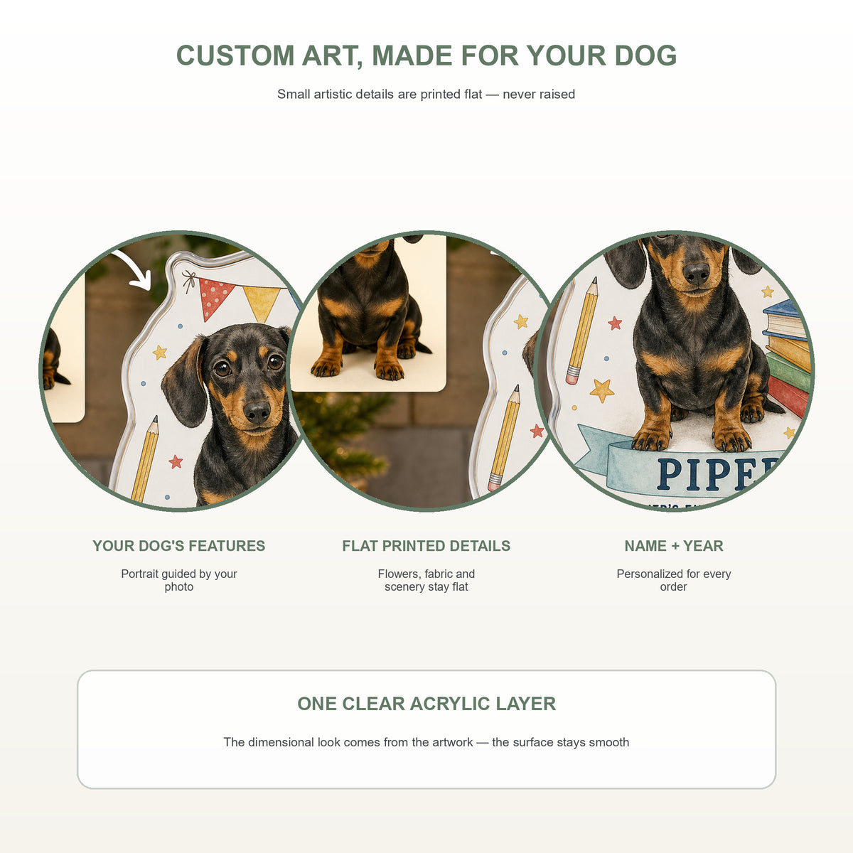 Personalized Teacher Study Buddy Dog Photo Acrylic Ornament - Custom Pet Keepsake - image 5