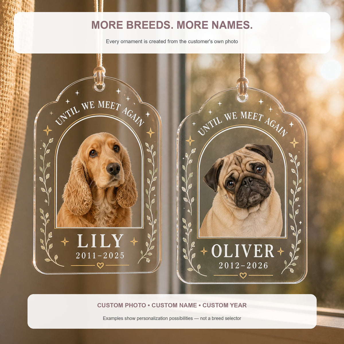 Personalized Memory Window Pet Memorial Photo Acrylic Ornament - Custom Pet Keepsake - image 4