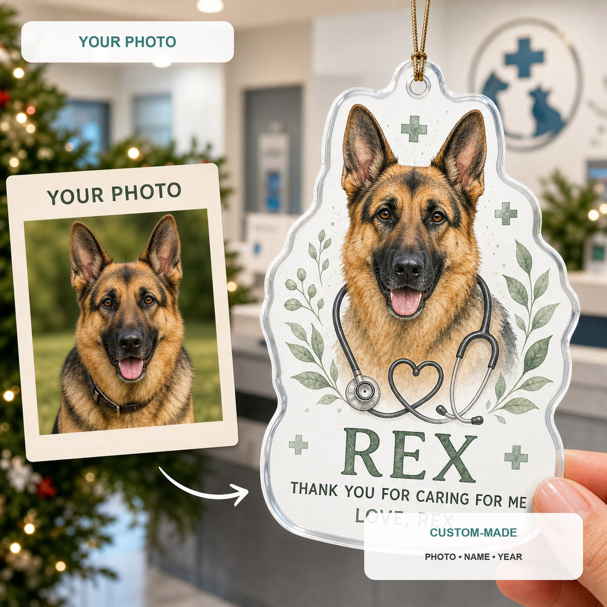 Personalized Veterinarian Thank You Photo Acrylic Ornament - Custom Pet Keepsake - image 1