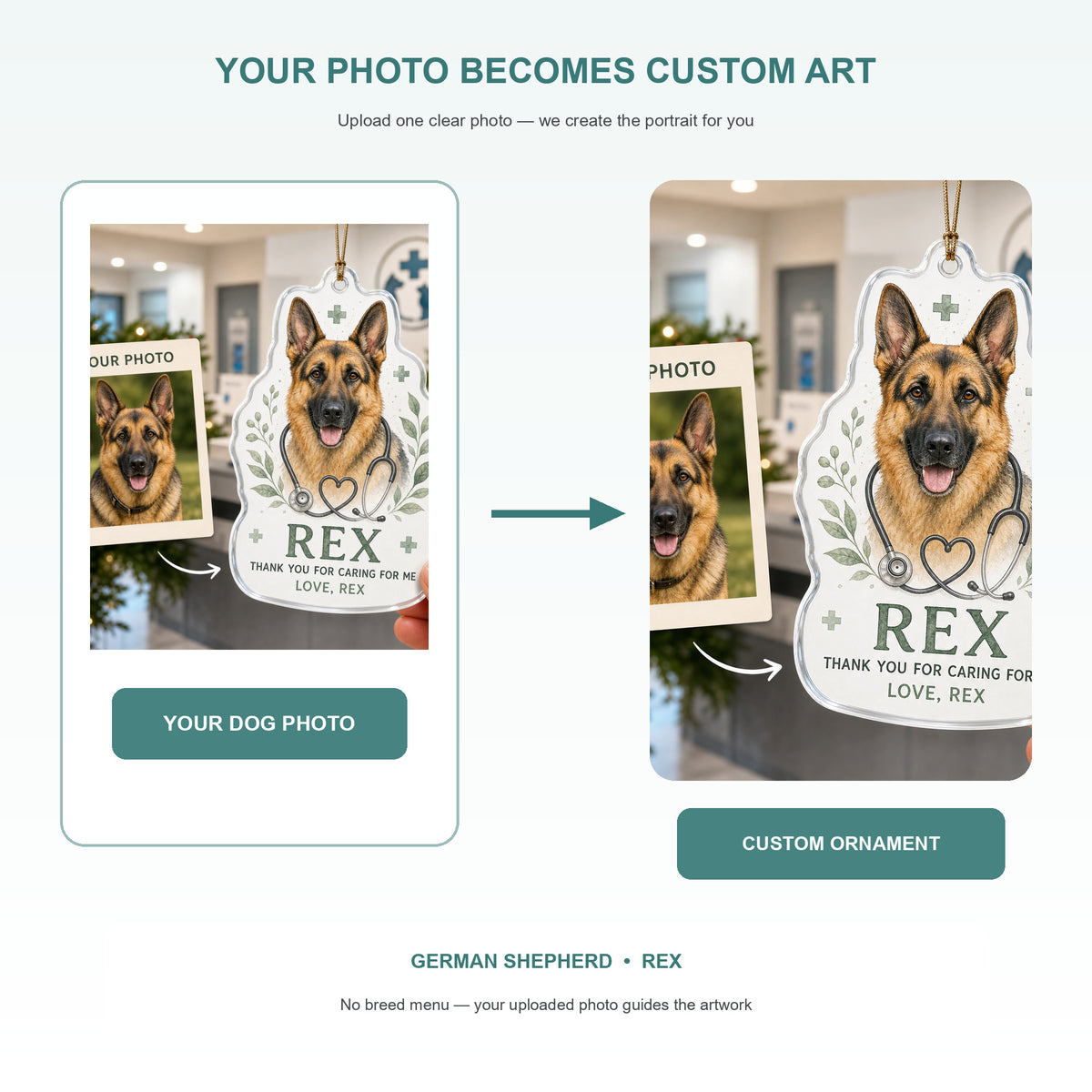 Personalized Veterinarian Thank You Photo Acrylic Ornament - Custom Pet Keepsake - image 3