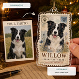 Personalized Vintage Postage Dog Photo Acrylic Ornament - Custom Pet Keepsake - image 1