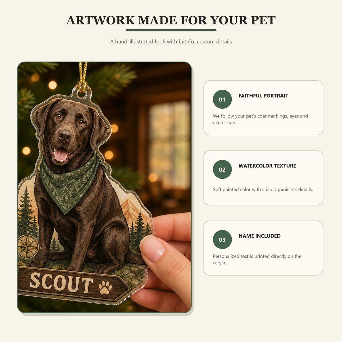 Personalized Adventure Dog Photo Acrylic Ornament - Custom Pet Keepsake - image 5