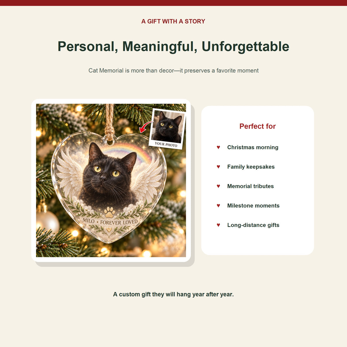 Personalized Cat Memorial Acrylic Ornament - Custom Photo Keepsake - image 5