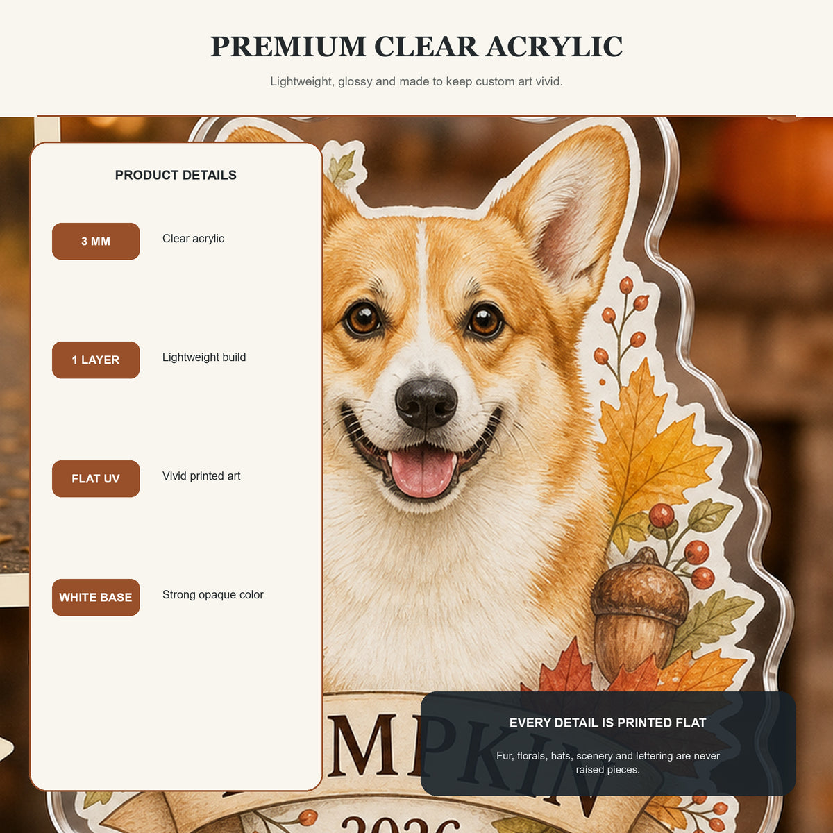 Personalized Autumn Leaves Dog Photo Acrylic Ornament - Custom Pet Keepsake - image 9