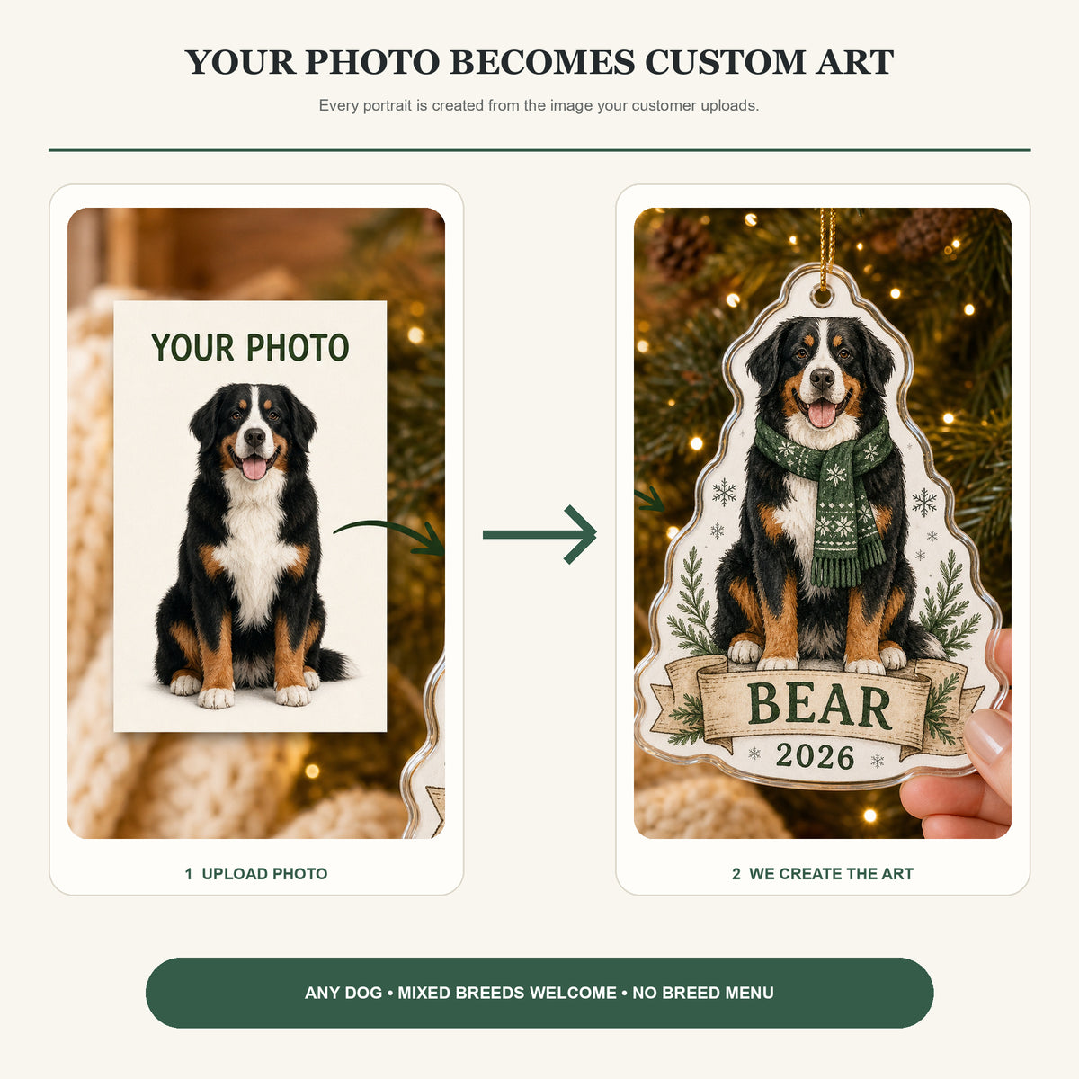 Personalized Cozy Winter Dog Photo Acrylic Ornament - Custom Pet Keepsake - image 3