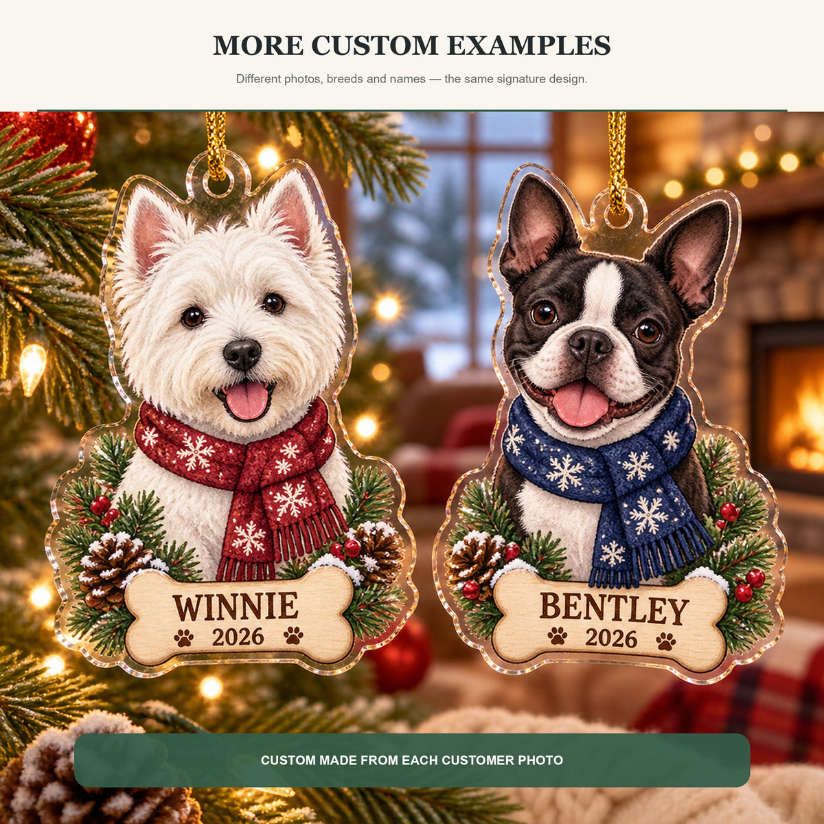 Personalized Cozy Winter Dog Photo Acrylic Ornament - Custom Pet Keepsake - image 4