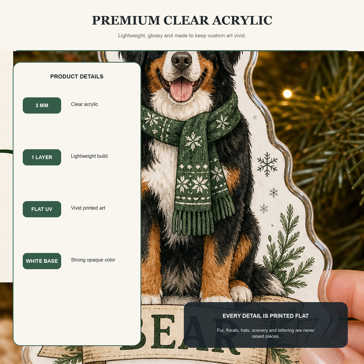 Personalized Cozy Winter Dog Photo Acrylic Ornament - Custom Pet Keepsake - image 9