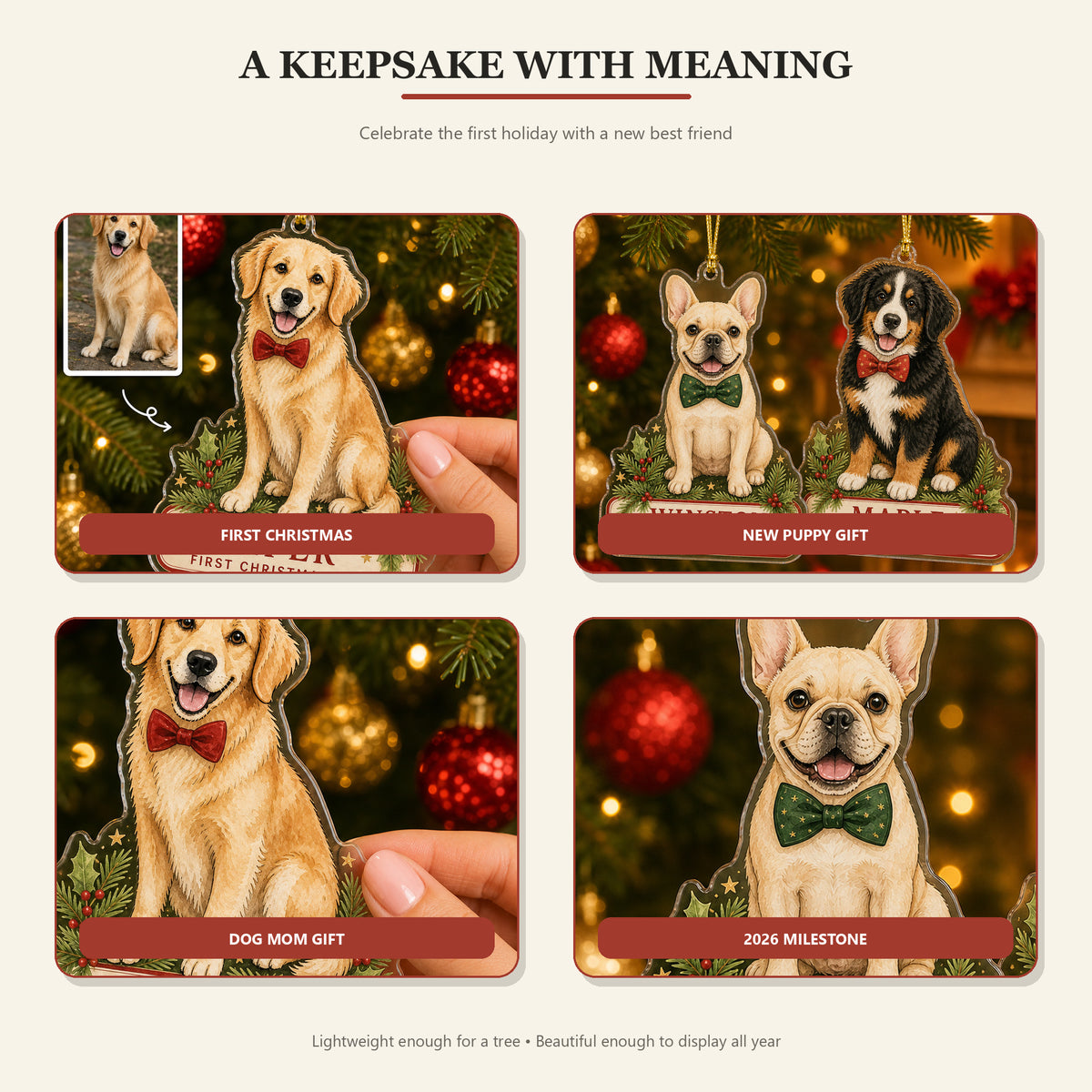 Personalized First Christmas Dog Photo Acrylic Ornament - Custom Pet Keepsake - image 2