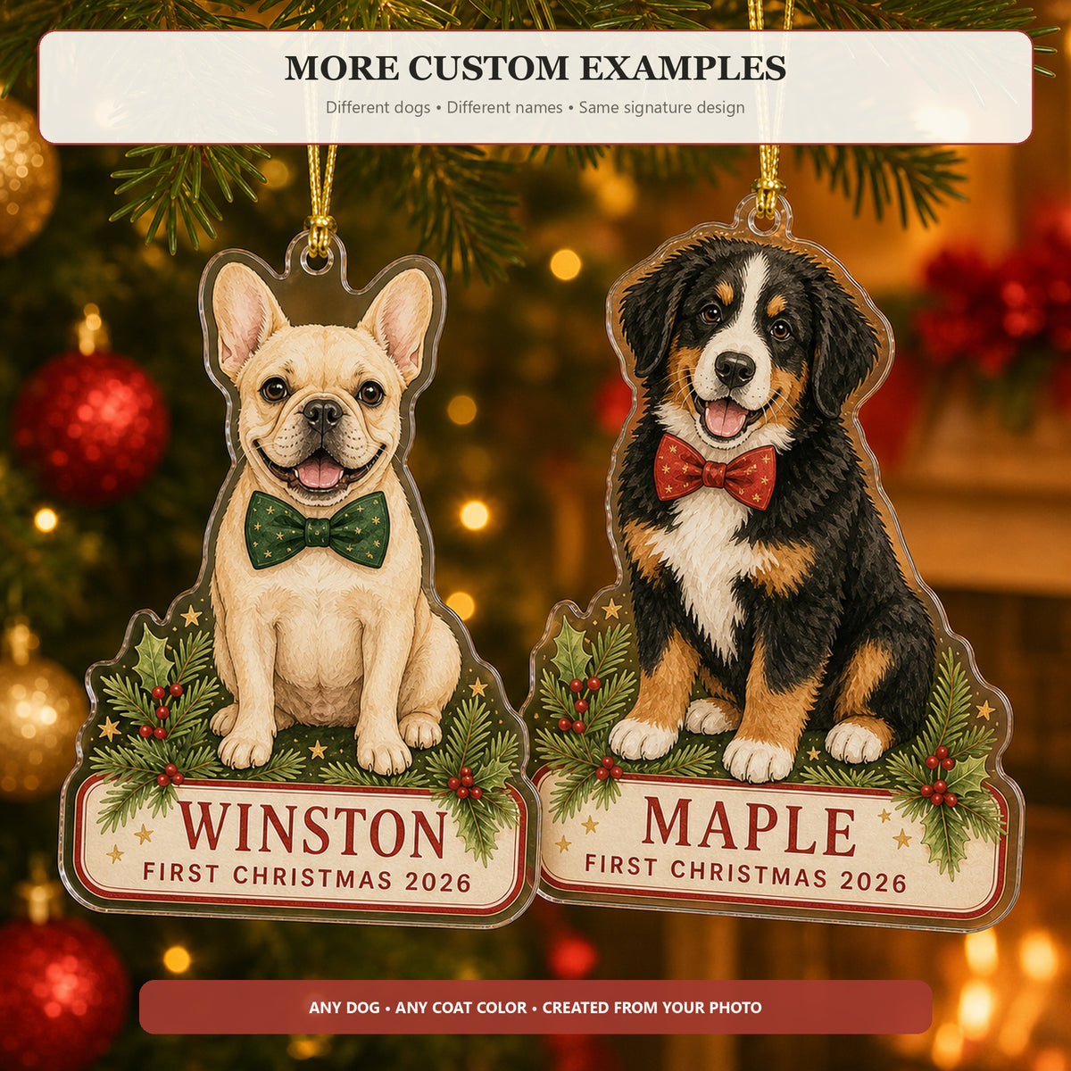 Personalized First Christmas Dog Photo Acrylic Ornament - Custom Pet Keepsake - image 4
