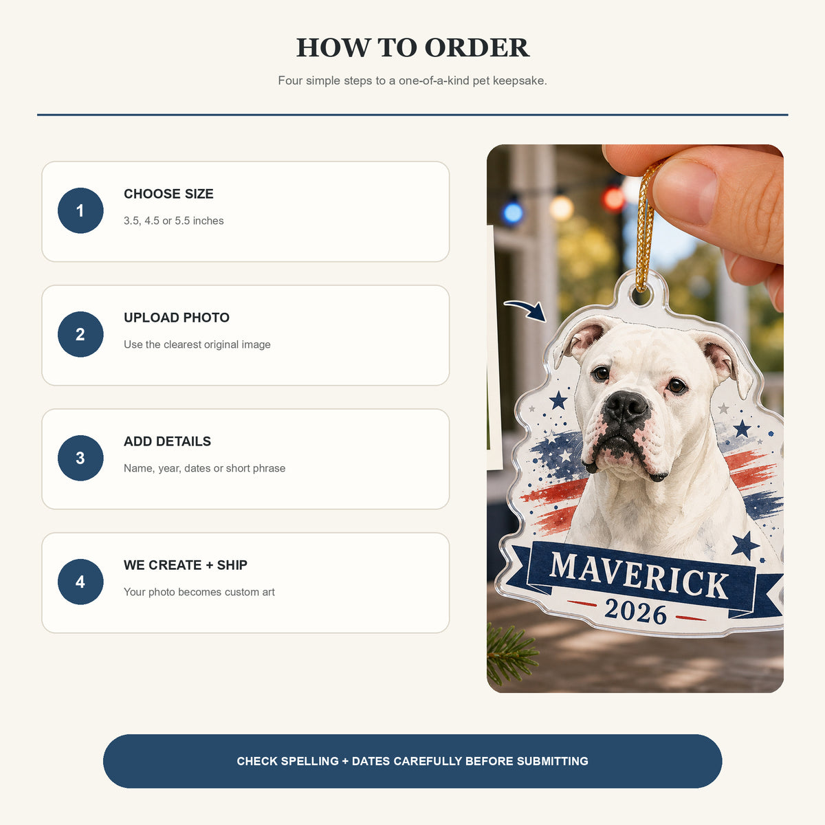 Personalized Patriotic Stars Dog Photo Acrylic Ornament - Custom Pet Keepsake - image 10