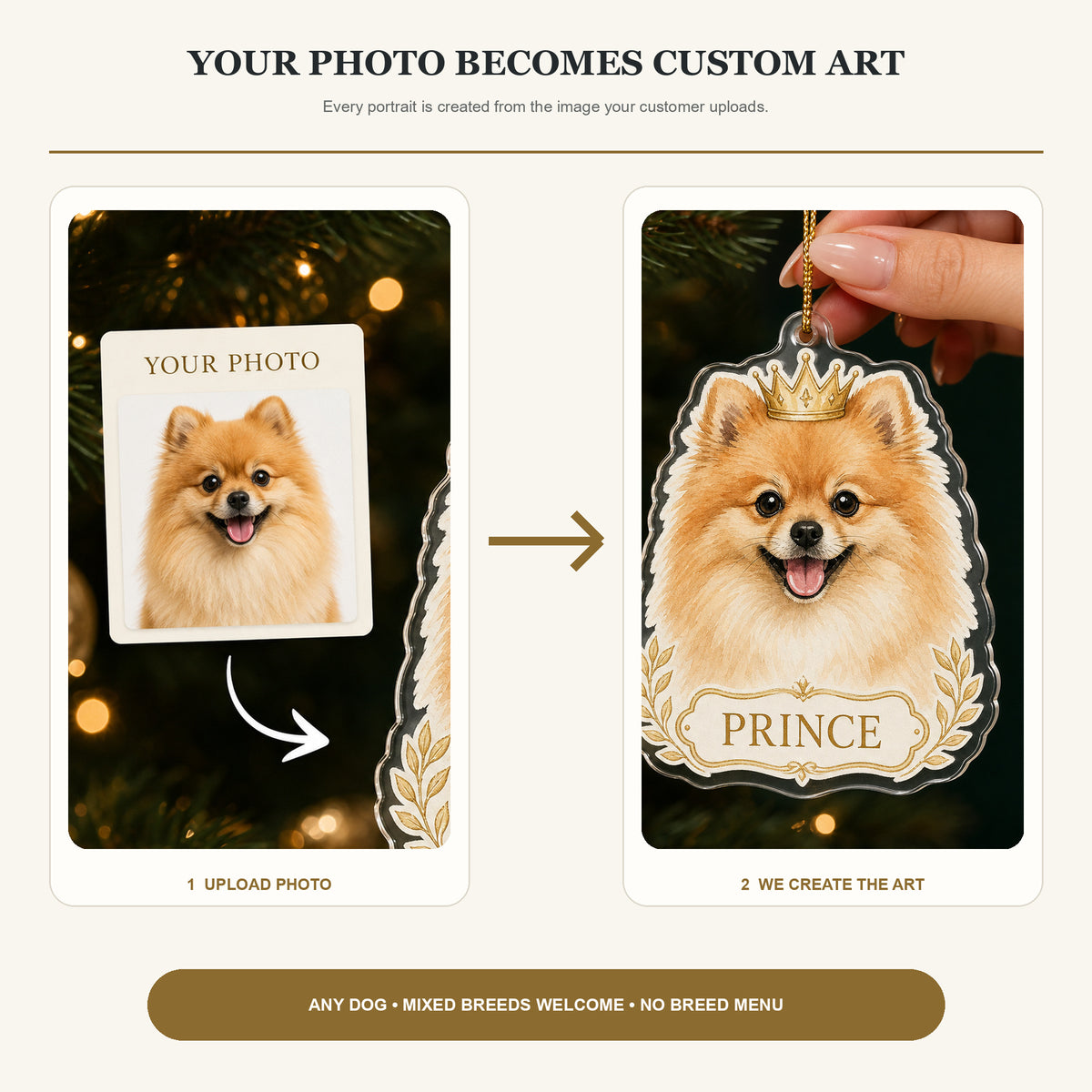 Personalized Royal Crown Dog Photo Acrylic Ornament - Custom Pet Keepsake - image 3