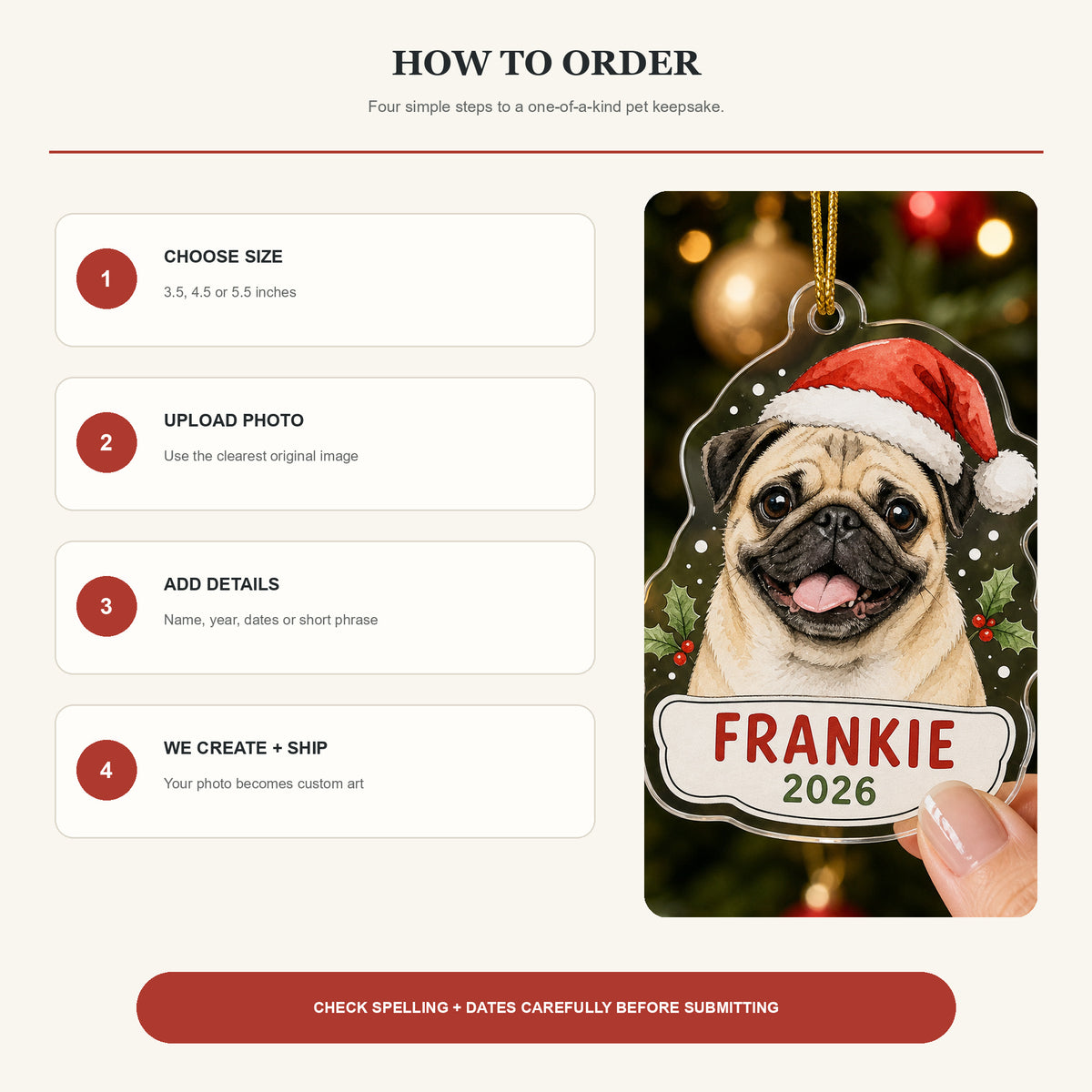 Personalized Santa Hat Dog Photo Acrylic Ornament - Custom Pet Keepsake - image 10
