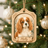 Personalized Floral Heart Dog Photo Wood Ornament - Custom Pet Keepsake - image 2