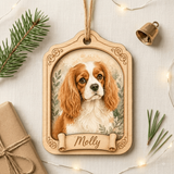 Personalized Floral Heart Dog Photo Wood Ornament - Custom Pet Keepsake - image 5