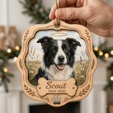 Personalized Floral Round Pet Memorial Photo Wood Ornament - Custom Pet Keepsake - image 4