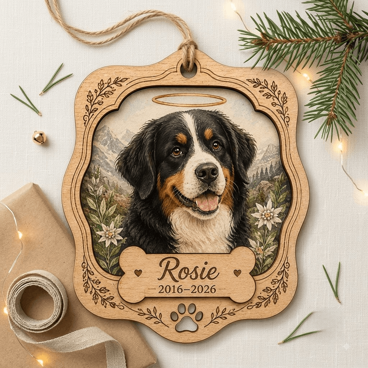 Personalized Lavender Round Pet Memorial Photo Wood Ornament - Custom Pet Keepsake - image 5