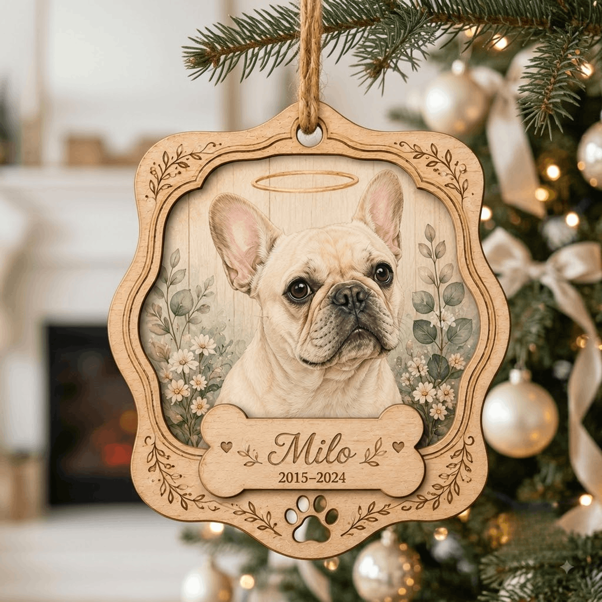 Personalized Angel Halo Pet Memorial Photo Wood Ornament - Custom Pet Keepsake - image 6