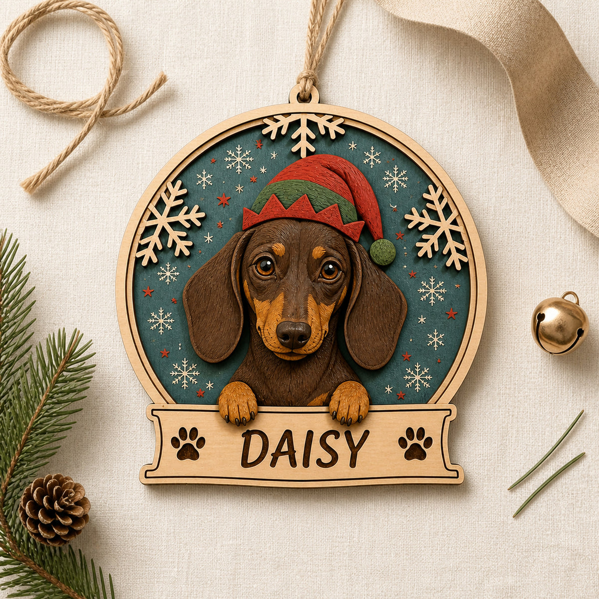 Personalized Dog Snow Globe Photo Wood Ornament - Custom Pet Keepsake - image 5