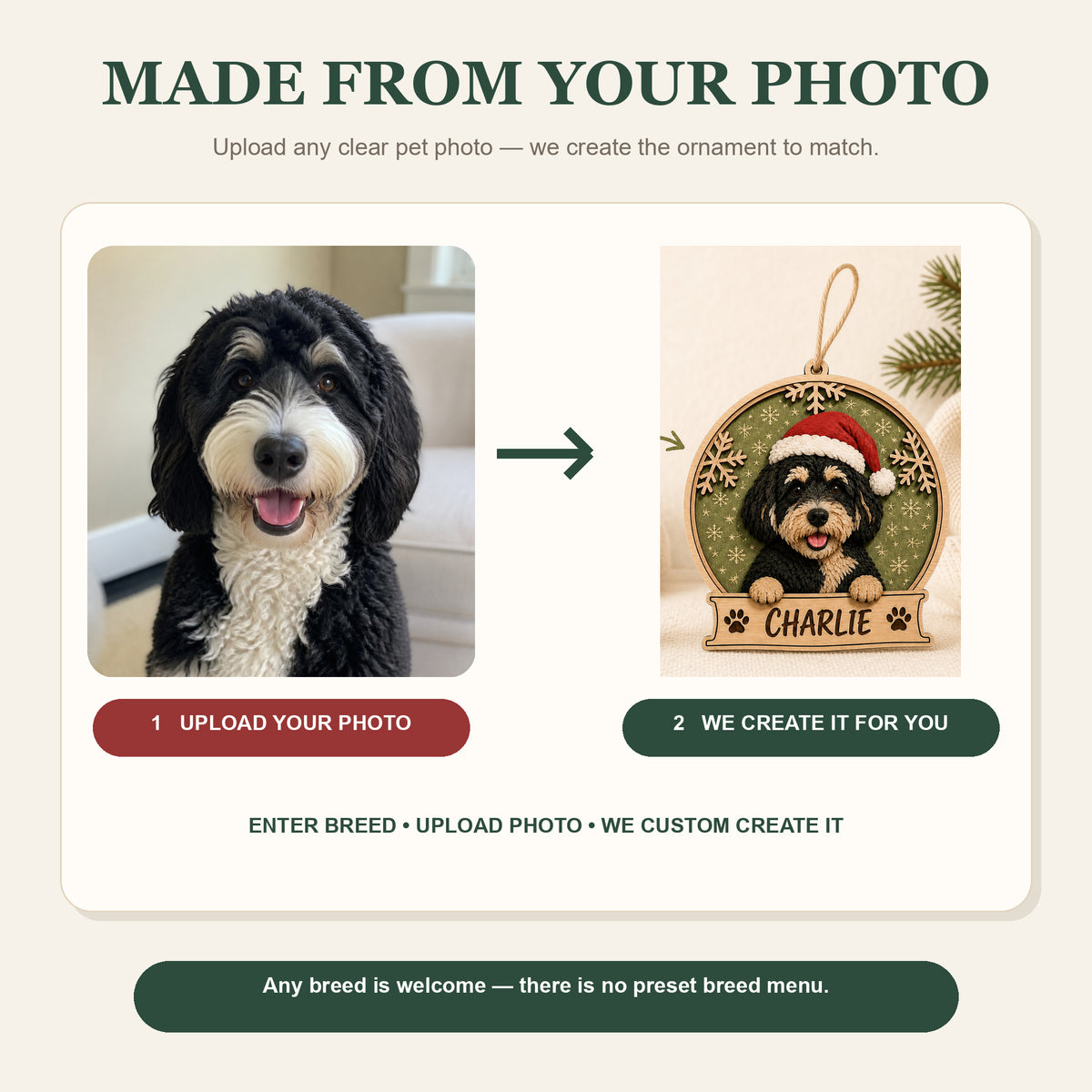 Personalized Dog Snow Globe Photo Wood Ornament - Custom Pet Keepsake - image 7