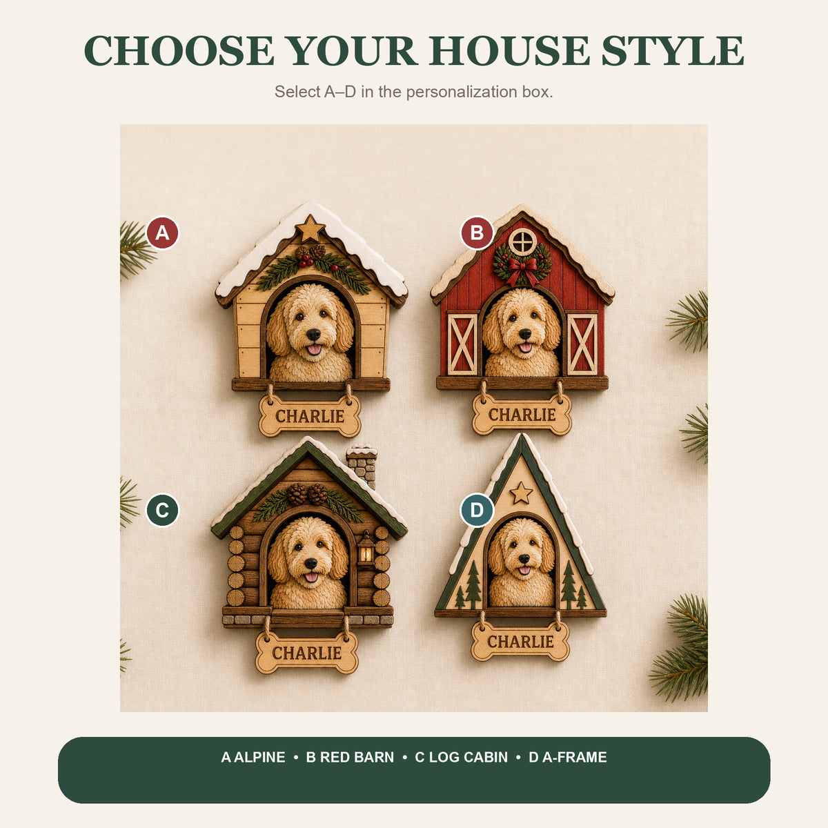 Personalized Doghouse Pet Portrait Photo Wood Ornament - Custom Pet Keepsake - image 8