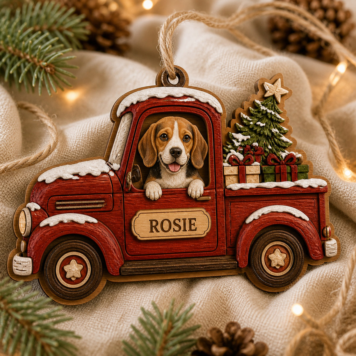 Personalized Pickup Pup Photo Wood Ornament - Custom Pet Keepsake - image 5